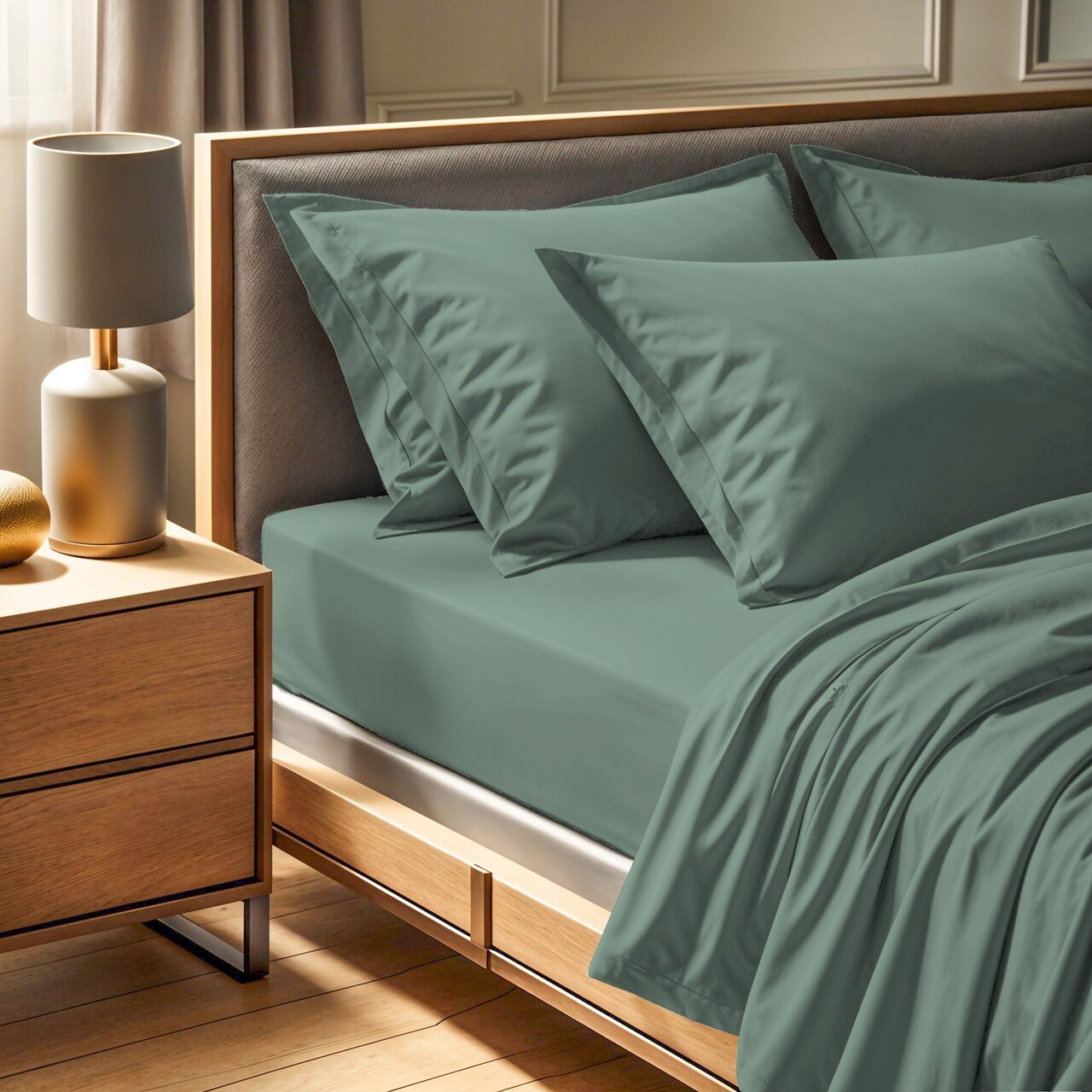 Cearceaf de pat cu elastic Ranforce Double (FR) (IT) (ES) (DE), L'essentiel Maison, Tonne Mixte, Verde - imagine 5